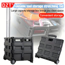 Carrito de almacenamiento plegable DZT ultra delgado con mango telescópico, organizador de gran capacidad para el hogar, jardín, oficina y escuela - Negro, material PP resistente, diseño apilable