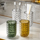 Juego de vasos de enjuague de plástico con diseño geométrico de lujo para parejas, accesorios para baño, decoración del hogar, porta cepillos de dientes para pareja