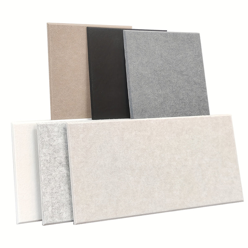 6 piezas de paneles de espuma acústica de alta densidad, 12x24x0,4 pulgadas, baldosas de pared a prueba de sonido en beige, negro, gris y blanco - Autoadhesivas, ideales para el hogar, la oficina, el estudio, la decoración, la absorción de ruido y la pre