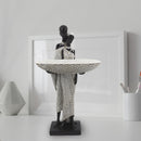 Estatua de Pareja Africana Vintage Dorada - Figura de Arte Tribal con Bandeja de Almacenamiento para Llaves para Decoración del Hogar, Perfecta para Sala de Estar, Estantería y Mesa, Regalo Ideal de Inauguración para Mujeres, Lo Mejor para Navidad