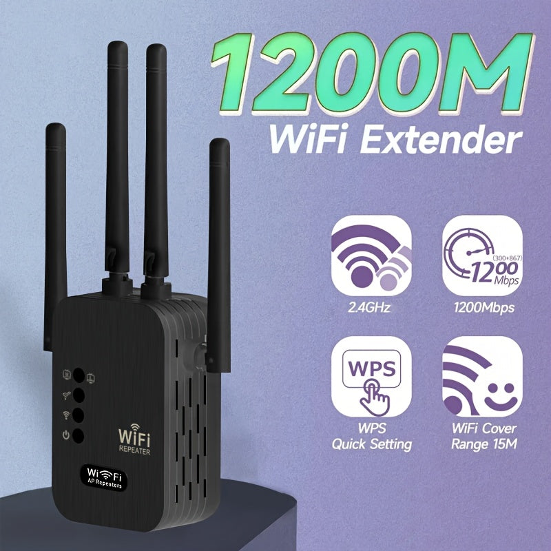 Amplificador de señal Wifi Momoter, modo dual AP/Extensor, fuerte señal Wifi con excelente penetración, soporta 35 dispositivos con 4 antenas para cobertura de 360 grados, incluye puerto Ethernet - Adecuado para oficinas, hogares, cafeterías y otros luga