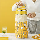 1pc Caja Bento Aislada de Acero Inoxidable, 2/3/4 Niveles Apilables con Tema de Letras, Lavado Manual, Material Plástico y Acero Inoxidable, Ideal para Estudiantes, Trabajadores de Oficina, Accesorios de Cocina y Viaje, Vuelta al Colegio