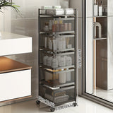 Carrito de almacenamiento metálico giratorio de 5 niveles con canasta rotatoria - Organizador ahorrador de espacio para cocina, baño, oficina - Diseño resistente en malla de alambre negro multiusos - Ideal para organización del hogar, organizador de baño