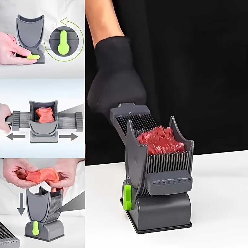 Cortador Manual de Acero Inoxidable para Carne y Verduras - Rebanadora Rápida con Ventosa Ajustable para Cortes Suaves, Herramienta de Cocina Multifuncional para Carne, Verduras y Más