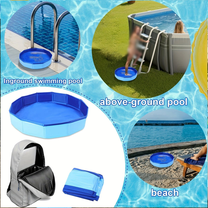 Baño de pies plegable portátil, recipiente de pies plegable de PVC compuesto, adecuado para la entrada de la piscina, con accesorios básicos de limpieza de piscina de varios componentes, apto para 10 personas.