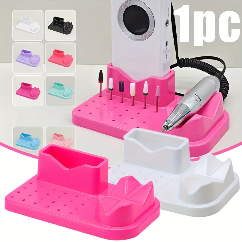 1 pieza, organizador de herramientas de arte de uñas con múltiples compartimentos - Portátil, soporte de taladro de manicura con múltiples ranuras para herramientas de arte de uñas, esmalte de uñas y accesorios - Ideal para uso en salón y hogar, almacena