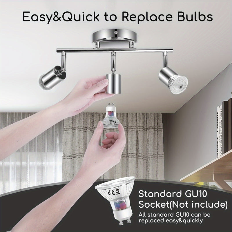 Luz de Techo LED Amansour de 3 Luces, Diseño de 3 Llamas Giratorio, Acabado Mate de Níquel - Foco Moderno para Cocina, Sala de Estar, Dormitorio, Montaje Semi-Encastrado, para Control de Interruptor (Bombillas No Incluidas), Luces para Sala de Estar