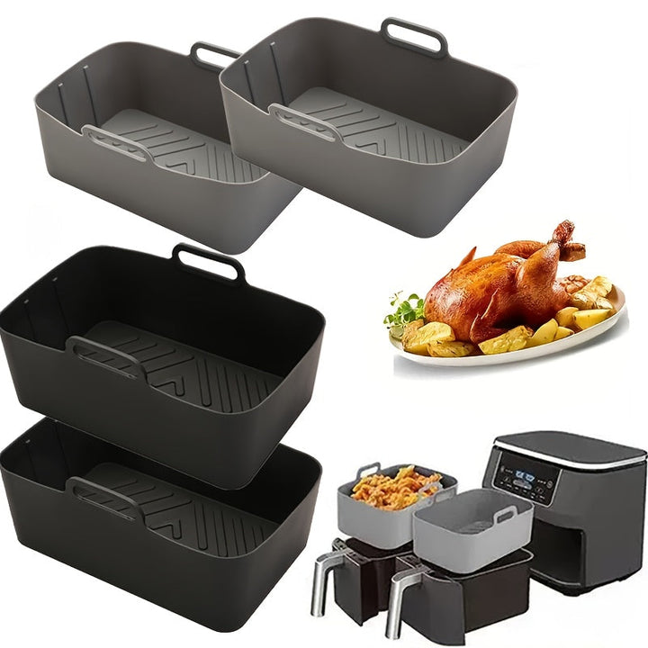 1/2 piezas de bandeja de silicona para freidor de aire - Rectangular, fácil limpieza y cocina saludable, para freidores de aire, hornos y bandejas de horneado - Gran regalo para cocineros y amantes de la repostería, el gadget perfecto para la cocina