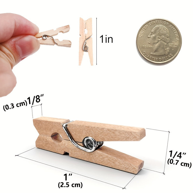 100 Piezas, Mini Pinzas Para La Ropa Para Fotos, Pequeñas Pinzas Para La Ropa De Madera Natural, Mini Pinzas Para Fotos Pequeñas Para Manualidades, Arte, Cócteles