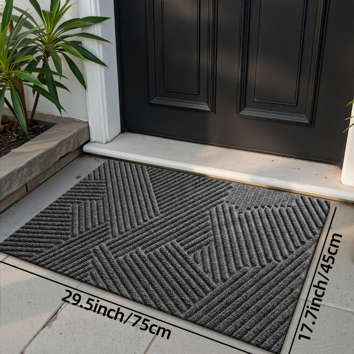 Alfombra de entrada con diseño geométrico simple - Antideslizante, resistente de poliéster para hogar, decoración navideña, solo lavado a mano, regalo de Navidad