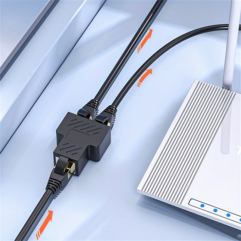 Divisor de red RJ45, conector de red de 2 vías, alimentado por USB, voltaje de funcionamiento ≤36V, extensión de cable de red, sin batería, para uso en hogar y oficina.