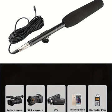 Micrófono de Condensador de Alta Calidad, Microfono de Condensador Profesional de Grado - Audio de Alta Calidad, Soporte de Metal, Cubierta de Espuma a Prueba de Viento, Compatible con Teléfonos Móviles, Cámaras, Cámaras DSLR Digitales, DV - Ideal para E