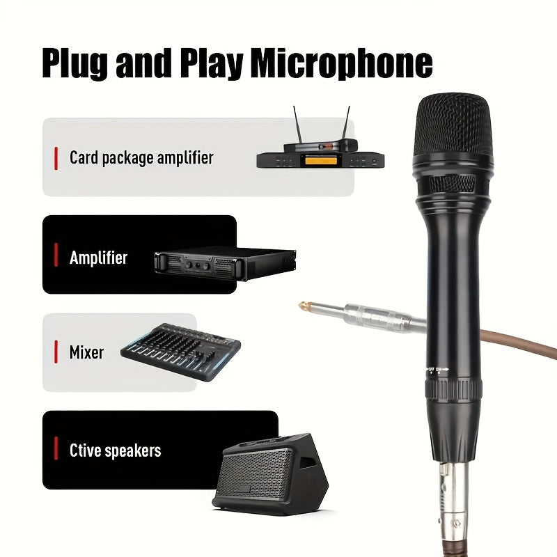 Micrófono dinámico de metal con cable de 5 metros, profesional, de mano, en forma de corazón, de un solo sentido, con interruptor, cable de 5 metros, para actuaciones en vivo y grabaciones, KTV.
