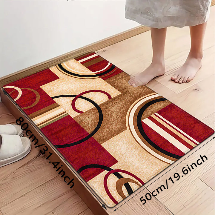 Alfombra cuadrada con diseño de círculos rojos elegante, suave de franela, resistente al desgaste, para decoración de dormitorio y sala