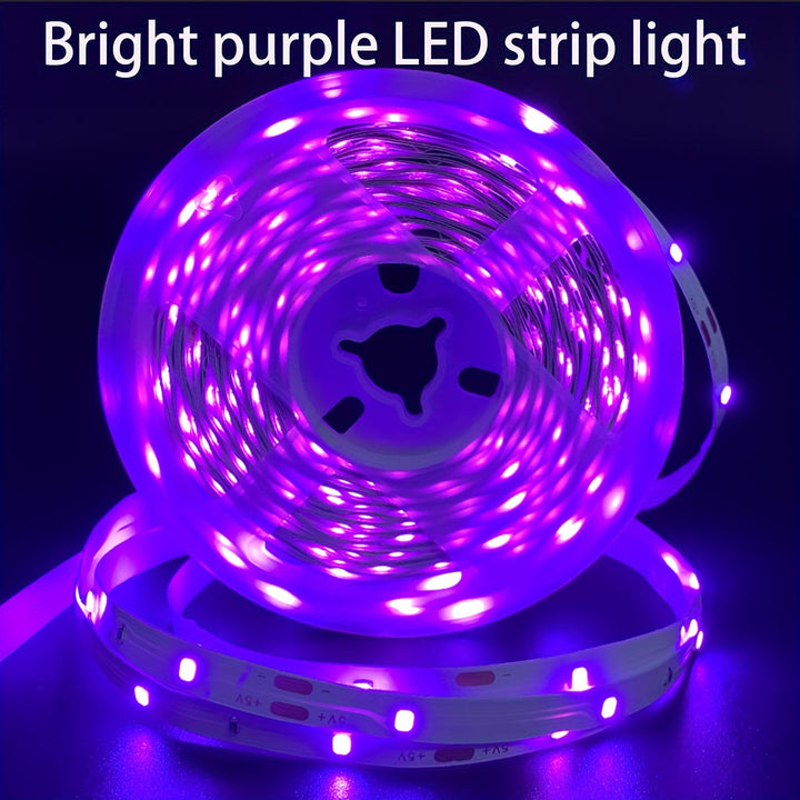 Tiras de luces LED moradas, alimentadas por USB, 5V, iluminación de decoración flexible, sin necesidad de batería, para fiestas, Halloween, Navidad, paredes fluorescentes, iluminación de armarios, opciones de 3ft/16ft/32ft