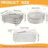 2 piezas de accesorios de freidora de aire de acero inoxidable, parrilla, papas fritas, muslos de pollo fritos - Apilables, adecuados para horno y freidora de aire, aptos para lavavajillas, elección perfecta para hornear saludablemente durante las vacaci