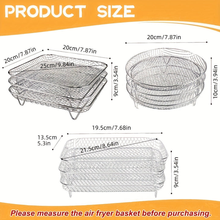 2 piezas de accesorios de freidora de aire de acero inoxidable, parrilla, papas fritas, muslos de pollo fritos - Apilables, adecuados para horno y freidora de aire, aptos para lavavajillas, elección perfecta para hornear saludablemente durante las vacaci