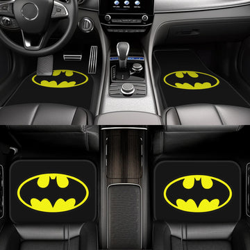 4 piezas de tapetes para auto de DC Batman de Warner Bros. - Antideslizantes, ajuste flexible para sedanes, camionetas, SUVs y vans - Protección interior elegante y mayor comodidad al conducir, diseño divertido, superficie antideslizante, vehículos famil