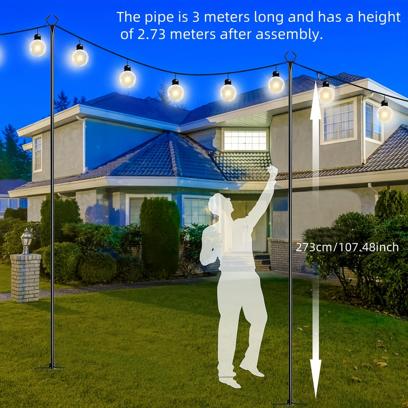 2 Piezas de Postes para Lámparas Exteriores - Construcción Metálica Resistente con Acabado Elegante, Sin Necesidad de Cableado - Para Jardín, Patio, Bodas, Fiestas, Decoraciones Navideñas - Iluminación Moderna de Paisaje, Luz Decorativa, Exhibición de Bo