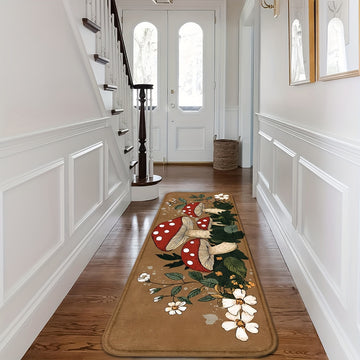 Patrón de hongos de primavera, Bienvenido, 1pc/2pcs Alfombrilla de entrada, Adecuado para entradas al aire libre, pasillos, cocinas, cuartos de lavandería, dormitorios, regalos de Navidad, decoraciones de Navidad, regalos de Año Nuevo, decoración de hoga