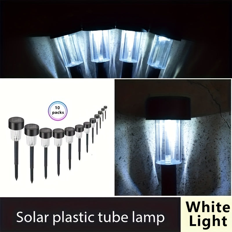 10 paquetes de luces de sendero LED alimentadas por energía solar - Iluminación exterior de alta calidad y resistente al clima con encendido automático/apagado, luz blanca brillante para jardín, césped, senderos, terraza, entrada y decoración navideña, l