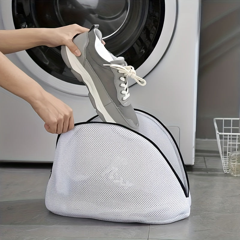 Bolsa para ropa sucia de Navidad, protector de zapatos de tela, forma curva, múltiples usos, tejido con cierre de cremallera, para lavandería y lavadora, bolsas para ropa sucia, 1 unidad