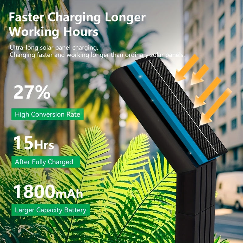 Luz solar exterior HOTU - Iluminación solar de 12 horas para senderos, aceras, garajes, senderos de paisaje, iluminación de paisaje | Luz exterior moderna | Soporte de plástico duradero, luces solares