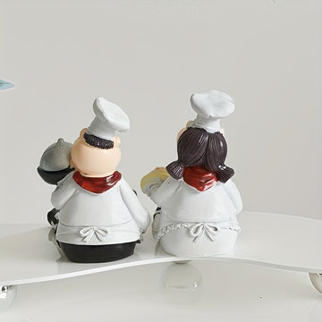 Juego de 2 piezas de decoración con resina para chef en pareja - Decoración moderna para el hogar, restaurante occidental y pastelería, tema creativo para cocina y café, regalos originales