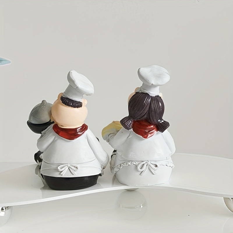 Juego de 2 piezas de decoración con resina para chef en pareja - Decoración moderna para el hogar, restaurante occidental y pastelería, tema creativo para cocina y café, regalos originales