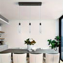 Lámpara colgante LED industrial moderna con tubos de vidrio esmerilado, marco de metal negro, instalación empotrada para cocina, comedor, pasillo u oficina, luz para cocina