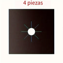 4 Piezas de Cubiertas para Quemadores - Protector de Estufa Negra, 0.1mm Doble Grosor, Reutilizable, Antiadherente, Fácil Limpieza, Ajuste para Encimera de 10.6" x 10.6", Libre de BPA