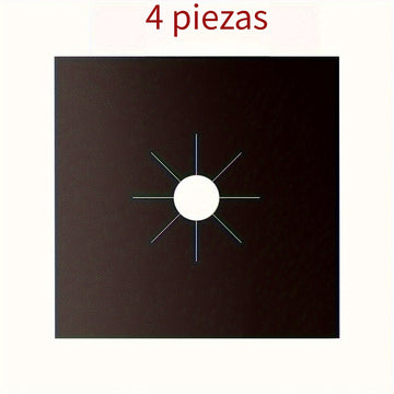 4 Piezas de Cubiertas para Quemadores - Protector de Estufa Negra, 0.1mm Doble Grosor, Reutilizable, Antiadherente, Fácil Limpieza, Ajuste para Encimera de 10.6" x 10.6", Libre de BPA