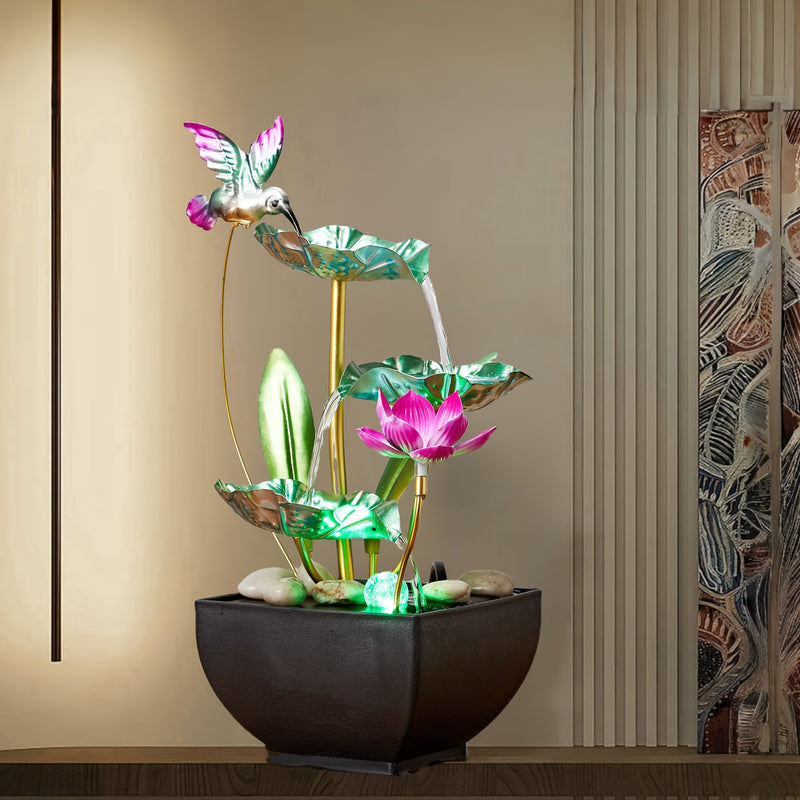 Pieza decorativa de cascada de 3 niveles para interior, fuente de hierro fundido creativa para mesa de entrada, ceremonia de inauguración y recepción en casa, alimentada por USB, no requiere batería
