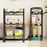 1 pieza de 3 niveles de carrito de almacenamiento de metal negro con poleas - Organizador versátil para cocina, dormitorio, baño, oficina y sala de estar, estante de canasta de alambre duradera, ensamblaje fácil, unidad de estantería versátil | Acabado m