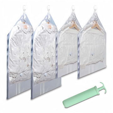 Bolsas al vacío para ropa, abrigos y chaquetas, ahorradoras de espacio, 2/4/6 paquetes con bomba manual, cierre con cremallera, material plástico, forma rectangular, no requiere electricidad