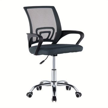 Una silla de oficina práctica, duradera y ergonómicamente diseñada con altura ajustable, respaldo de malla transpirable, soporte lumbar, estructura metálica resistente, ideal para hogares y compatibles con pisos duros