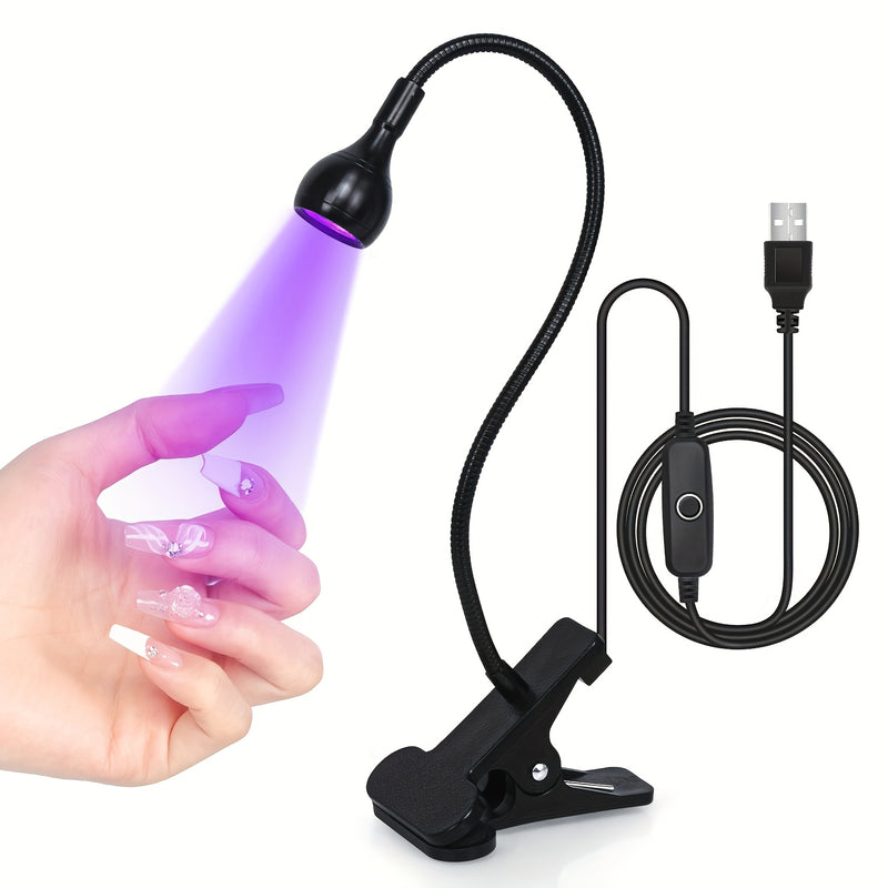 1-Pack Lámpara LED para Uñas con Cuello Flexible y Clip - Secador de Uñas USB, Curado Rápido sin Luz Libre, Manicura Pedicura Salón y Hogar, Sin Olor, Construcción en Acero Inoxidable/Plástico, Equipo de Pedicura