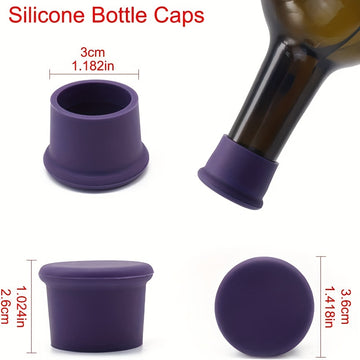 Tapón de Vino de Silicona Reutilizable, Corcho Reemplazable, Sellador de Botellas de Vino, Tapas de Botellas de Cerveza, Conservadores de Vino, Regalos de Vino, Fácil de Limpiar, Tapón de Botella de Vino Sin Fugas, Sello Retenedor de Tapas de Botellas de