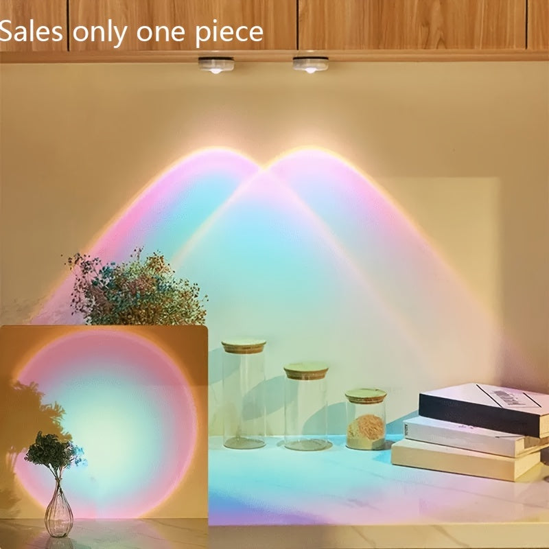 1 Pieza, Luz De Proyección De Atardecer Con Forma Hexagonal De Ojo De Gato Blanco, Luz De Proyección De Atardecer LED Táctil Regulable, Iluminación De Gabinete Con Alimentación De Batería