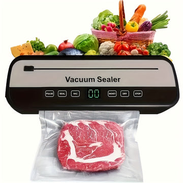 Máquina de sellado multifuncional para el hogar, sellador de alimentos negro simple y elegante, sella alimentos secos y húmedos, polvo de condimento, adecuado para varios escenarios, pequeño regalo de cocina.