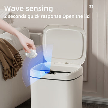 Basurero Inteligente con Cierre Silencioso - A Prueba de Olores, Varias Capacidad 12.0 L/14.01 L/16.01 L Adecuado para Cocina, Baño, Sala de Estar, Oficina - Alimentación por Pilas AA, Calificación Alta: IPX-5
