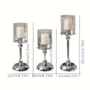 Conjunto de 3 Piezas de Portavelas de Columna Dorada y Plateada - Tema de Ángel, Decoración de Mesa de Metal, Adecuado para el Hogar y Cafetería, Perfecto para Halloween, Navidad, Día de San Valentín