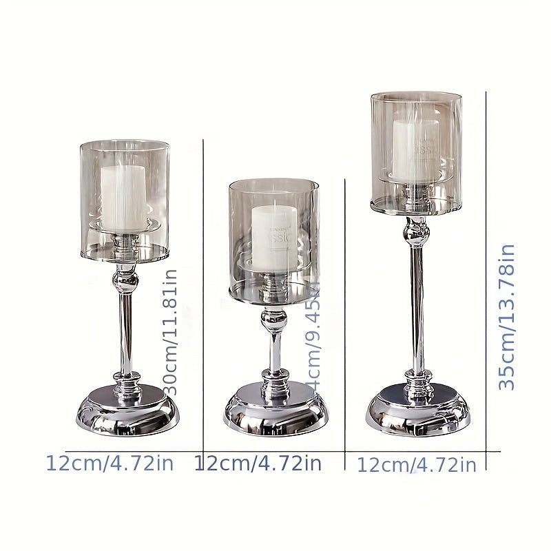 Conjunto de 3 Piezas de Portavelas de Columna Dorada y Plateada - Tema de Ángel, Decoración de Mesa de Metal, Adecuado para el Hogar y Cafetería, Perfecto para Halloween, Navidad, Día de San Valentín
