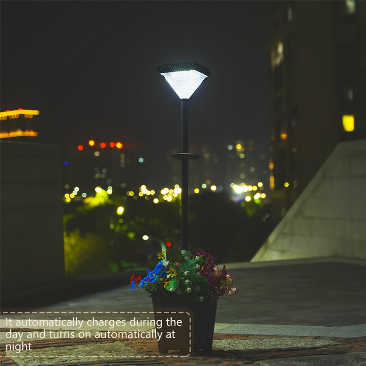 1pc DJGIFI Luz Solar para Camino con Macetero Integrado - Lámpara de Jardín Exterior Autoencendido/Apagado, IP44 Iluminación Solar de Alta Calidad para Patio, Pasillo y Césped - Luces Solares para Jardín, Acabado Mate, Plástico Duradero, Ideal para Entus