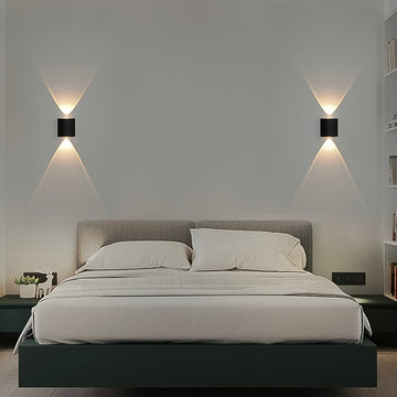 Lámpara de pared LED moderna, 2W, 85-265V, para interior y exterior, jardín o patio, con hardware de instalación, montaje semiempotrado, plástico negro, desmontable, sin batería, iluminación para patio | Lámpara de pared elegante | Luz LED moderna, luces