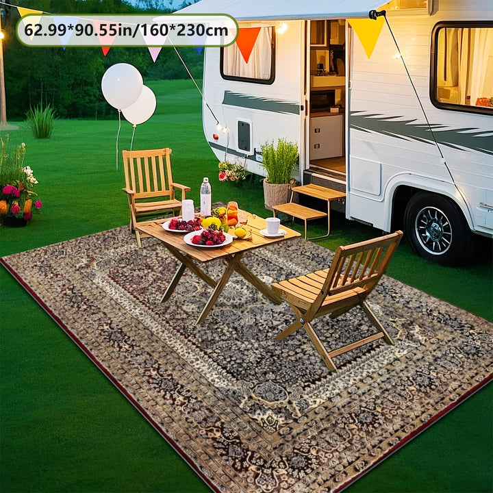 Alfombra Plush 2D con Textura Marrón Claro y Diamantes Dorados + Puntos, Estilo Creativo - Tapete Decorativo Versátil para Entrada, Camping, Patio, Piscina o Garaje. Ideal para Balcón, Terraza, Jardín, Césped o RV. Ligera, Portátil, Fácil de Limpiar y La