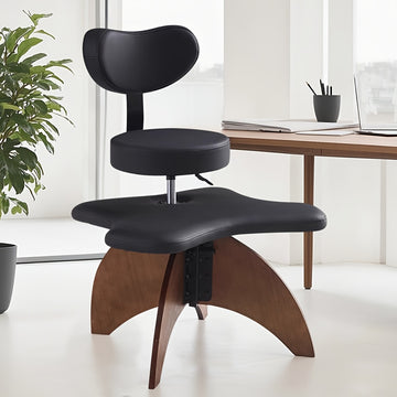 Silla de meditación ajustable de 1 pieza con piernas cruzadas - Silla de oficina ergonómica con cojín de esponja, marco de metal, negro/blanco - Soporte de postura para el hogar y el espacio de trabajo remoto, silla para escritorio