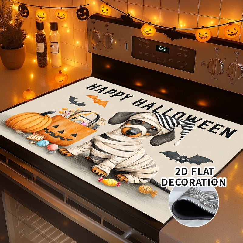 2D Plano, Decoración 2D Plano, Cubierta de Estufa Eléctrica - Cubierta de Estufa de Gas con Forro de Goma, Decoración de Cocina de Halloween, Perfecta para Cualquier Cocina, Protección de Estufa, 1 Unidad, 2D Plano