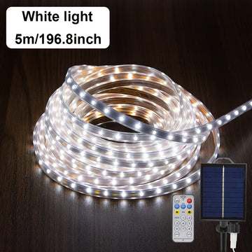 1 pieza de Luces Solares para Exteriores, 500cm/1000cm con 320LEDS/640LEDS Tira de Luces con Temporizador Remoto, Luces de Tira Regulables Multimodo para Jardín y Fiesta de Halloween, Acción de Gracias y Navidad