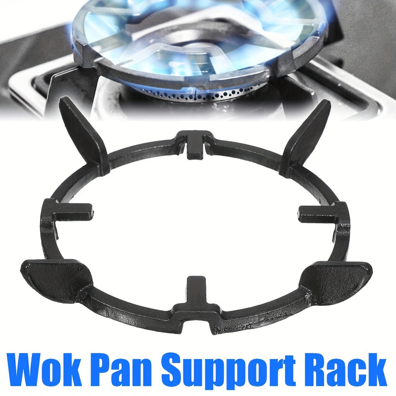 Soporte para Wok de Hierro Fundido - Resistente, Antideslizante, Soporte para Estufas de Gas para Todas las Cocinas y Placas, Negro